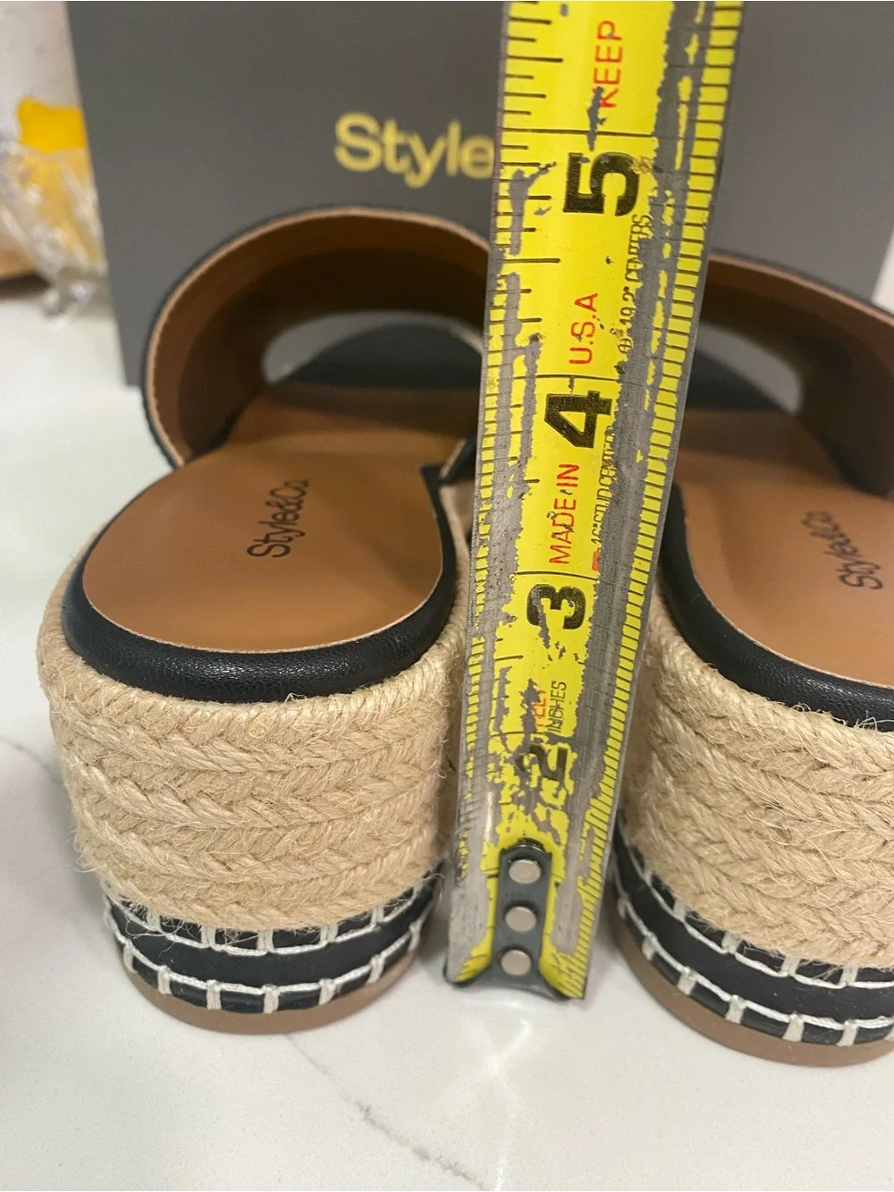 Style & Co. Black Slide Platform Espadrille Sandals